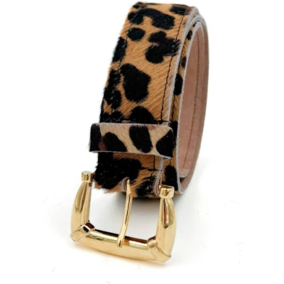 Afbeelding van Leren Leopard Riem Gouden Gesp Dierenhuid Leer Riemen Brede Maat 95 Breed 4 CM Print