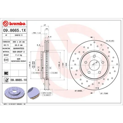 Afbeelding van Brembo Remschijf 09.8665.1X