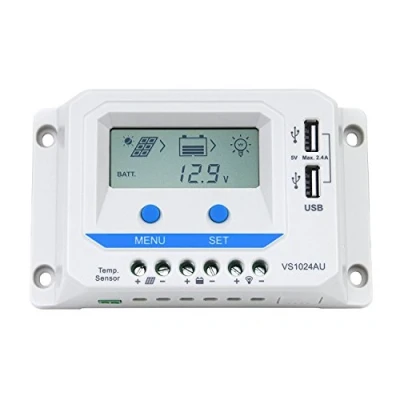 Afbeelding van EPEVER® PWM laadregelaar 10A, VS1024AU Charging Controller, 12V/24V Auto work, 10A met LCD Dispaly USB aansluiting (VS1024AU)