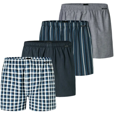Afbeelding van Schiesser 4ER PACK WEB Boxershorts, Heren, Maat: Small, Grau dunkelblau blau
