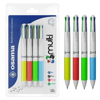 Afbeelding van OSAMA, 4 multi kleurpotloden, stuks, 1,0 mm, met zwarte inkt, blauw, rood en groen, ideaal voor schrijfwaren schrijfwaren, school, universiteit kantoor