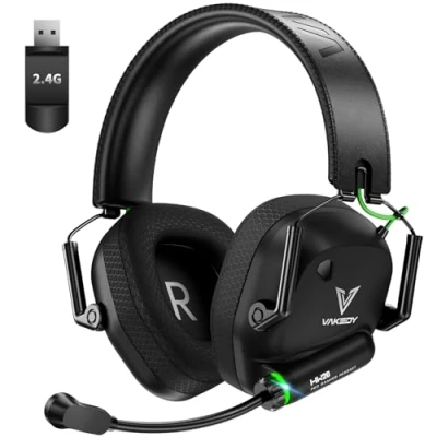 Afbeelding van Draadloze Gaming Headset voor PC, PS4, PS5, Mac, Switch 2,4 GHz USB met Bluetooth microfoon, 50 mm driver, uur batterij, lage latentie, licht (zwart/groen)