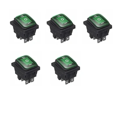 Afbeelding van WANGCL 5 STKS LED Waterdichte Tuimelschakelaar 12V AAN/UIT/AAN 3 Positie Tuimelknoppen 6 Pins voor Auto Boot Truck KCD4 Groen