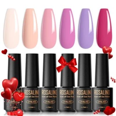 Afbeelding van ROSALIND Semi Permanente Nagellak, 6 Kleuren Mini Nagellak Permanent, UV, LED, Soak, Gel, Set06