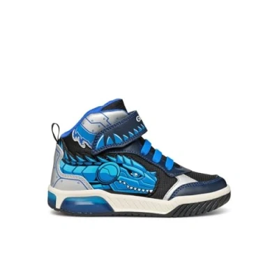 Afbeelding van Geox INEK BOY Light UP Sneakers hoog voor kinderen, Maat: 38, Navy/turquoise Imitatieleer/ textiel