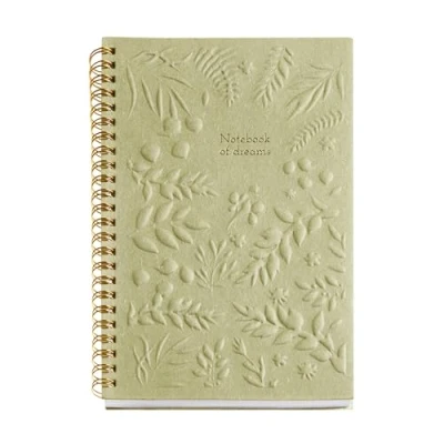 Afbeelding van Miquelrius Notitieboek A5 (146 x 214 mm), binnenkant gelinieerd ivoorkleurig, 80 vellen g/m², kartonnen omslag met gegraveerde details, dubbele gouden spiraal, collectie Feeling Mallorca, groen