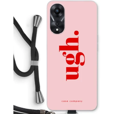 Afbeelding van Case Company® hoesje met Koord geschikt voor Oppo A78 5G Ugh Telefoonhoesje Zwart Bescherming aan alle Kanten en Over de Schermrand