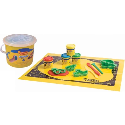 Afbeelding van Jovi boetseerpasta Blandiver kleurrijke emmertje met 4 potjes van 50 cc in geassorteerde...