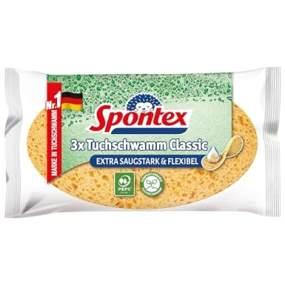 Afbeelding van Spontex Doekspons Classic, super absorberende doeksponzen, universeel inzetbaar (1 x 3 stuks)
