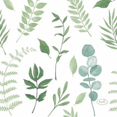 Afbeelding van Duni servetten 3 laags Greenery 24x24cm FSC pak a 20