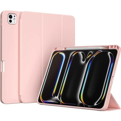 Afbeelding van Accezz Tablet Hoes Geschikt voor iPad Pro 13 (2024) M4 Smart Silicone Bookcase Roze