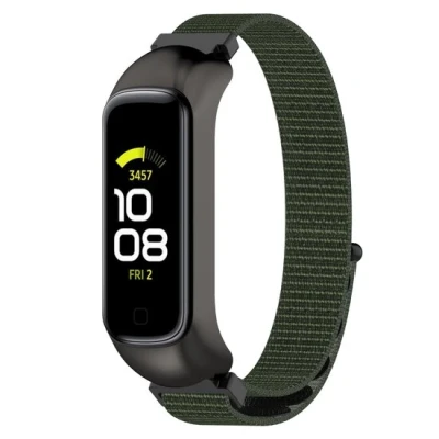 Afbeelding van Nylon sport loop band Donkergroen Samsung Galaxy Watch Fit 2