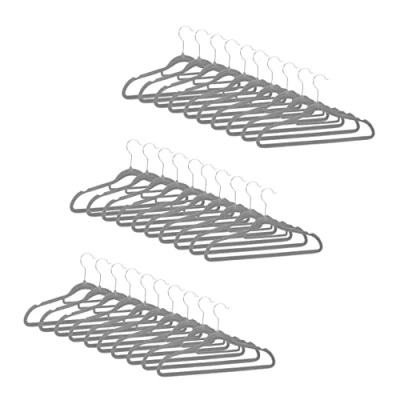 Afbeelding van Relaxdays kledinghangers set broekhanger klerenhangers met stropdashouder antislip Grijs, Pak van 30
