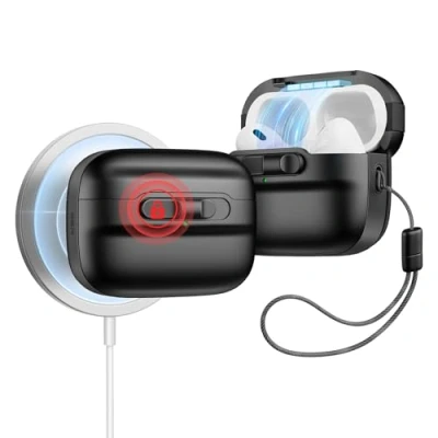 Afbeelding van ESR voor AirPods Pro 2e generatie hoes, compatibel met Case 2e/1e (2023/2022/2019), MagSafe Ready, magnetisch dekselslot, volledige valbescherming cover lanyard, Pulse