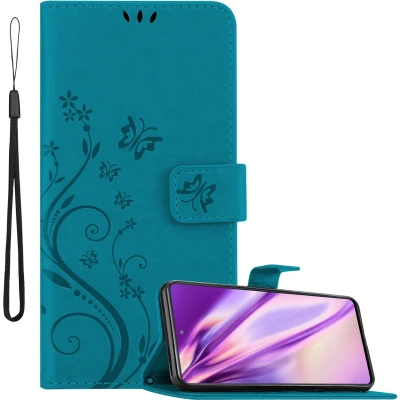 Afbeelding van Cadorabo Hoesje geschikt voor Samsung Galaxy S20 FE in BLOEMEN BLAUW Beschermhoes bloemmotief met magnetische sluiting, standfunctie en kaartsleuven Book Case Cover Etui