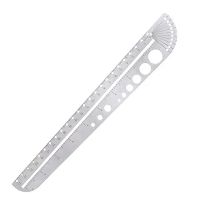 Afbeelding van Zwindy Multifunctionele roestvrijstalen liniaal, tekenliniaal, metalen weegschaal, constructielijnalen, kompas, gradenboog en zeskantbus, schoolliniaal, 30 cm