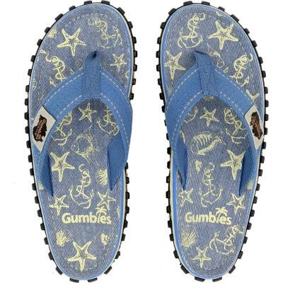 Afbeelding van Gumbies Teenslippers Dames Seashells Blauw/geel Maat 43