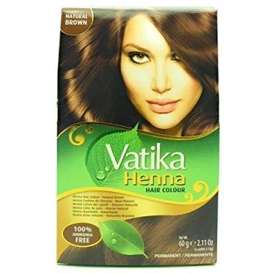 Afbeelding van Dabur Vatika Henna Hair Colour Permanent Natural Brown 6x10g (in totaal 60g)