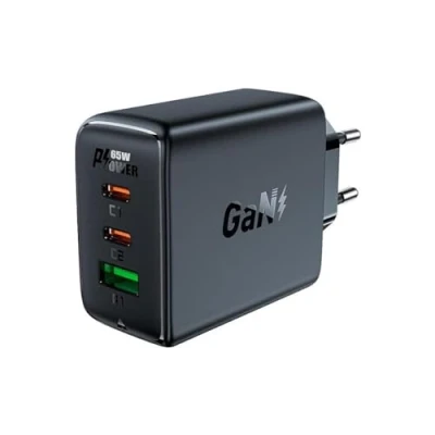 Afbeelding van Acefast A41 Wall Charger, 2 x USB C + USB, GaN 65 W (zwart)