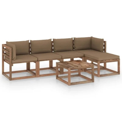 Afbeelding van 6 delige Loungeset met taupe kussens
