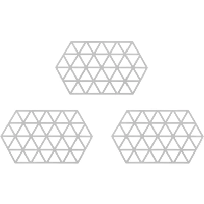 Afbeelding van Krumble Siliconen pannenonderzetter Hexagon lang Grijs Set van 3