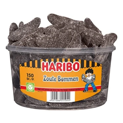 Afbeelding van Haribo Drop Zoute Bommen silo 150 stuks Doos 6 silo&#039;s