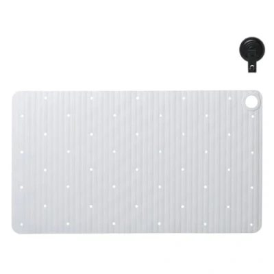 Afbeelding van Sealskin Ribb Antislip badmat 40x70 cm Wit inclusief zwarte haak