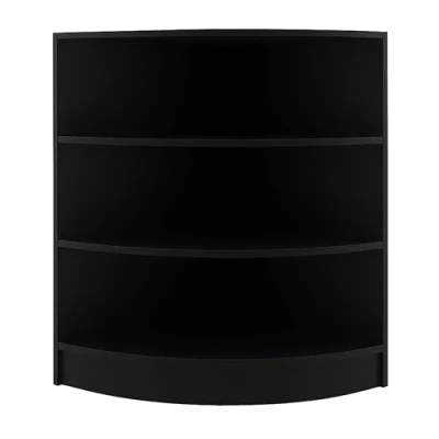 Afbeelding van Winkel Hoek Toonbank Zwart LM60 Detailhandel Opbergkast Modulair Curved Vitrine Display Kast Balie Receptie Kleding Sieraden 3 Binnenplanken Open Voorkant 60cm x 90cm MDF Melamine