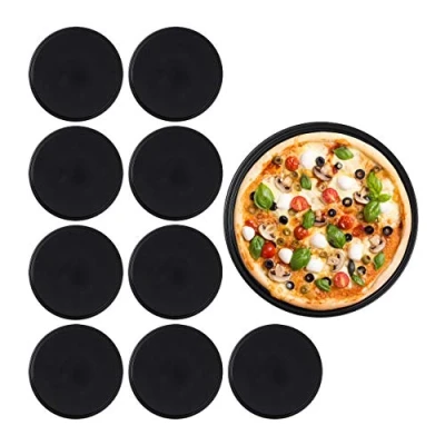 Afbeelding van Relaxdays pizzaplaat rond pizza bakvorm 10 stuks antiaanbaklaag pizzavorm ∅ 32 cm