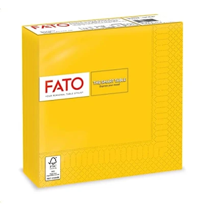 Afbeelding van FATO Papieren servetten, 2 laags, geel, 50 stuks, 33 x cm, eenheid