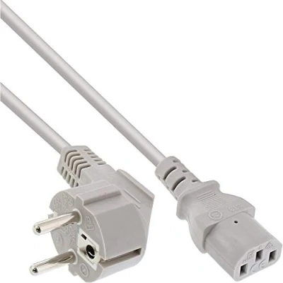 Afbeelding van InLine 16655G netsnoer, geaarde contactdoos hoek op IEC stekker C13, 5m, grijs