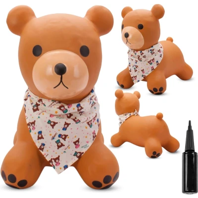 Afbeelding van Springdier met pomp 1+, springpaard, springhond, max 50kg vanaf 1 jaar, verschillende dieren en kleuren (Bruine Beer Bandana)