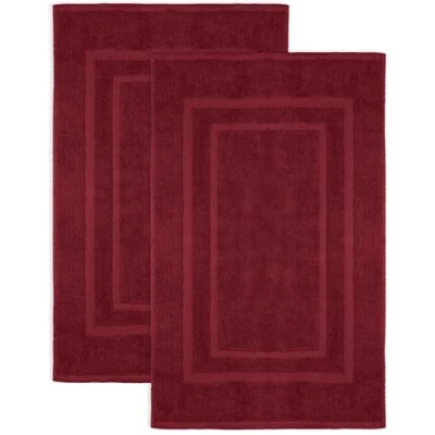 Afbeelding van NatureMark Set van 2 Badstof Badmatten, 100% Katoen, 50x80cm, Wijnrood
