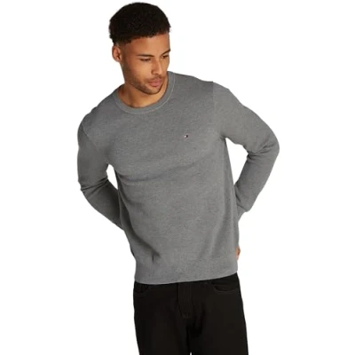 Afbeelding van Tommy Hilfiger Heren Essential Structure Crew Neck MW0MW36347, Pullover Sweater, Grijs, XXXL, Grijs (Medium Grey Heather), 3XL grote maten