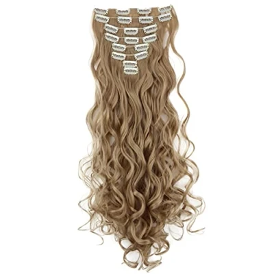 Afbeelding van CAISHA XXL 45cm 8 Delige Set CLIP IN EXTENSIONS Haarextensies Haarstukje Golvend Lichtblond CES24 1