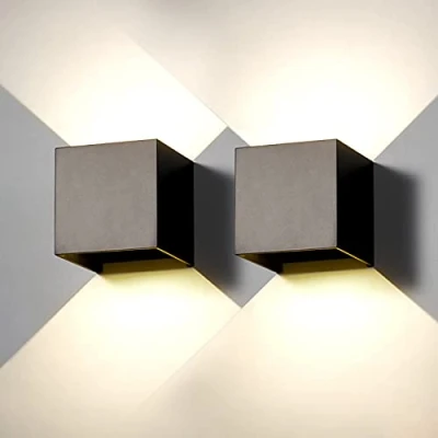 Afbeelding van 2 stuks wandlampen voor binnen en buiten, led kubus, moderne wandlamp, zwart, 20 W, 4000 K, natuurlijk licht, IP65 waterdicht, buitenlamp, vierkante stralingshoek instelbaar