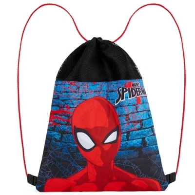 Afbeelding van Disney Kinderen trekkoord Tassen Zwemzak, School PE Bag, Rood/Blauw Spiderman, One Size, met