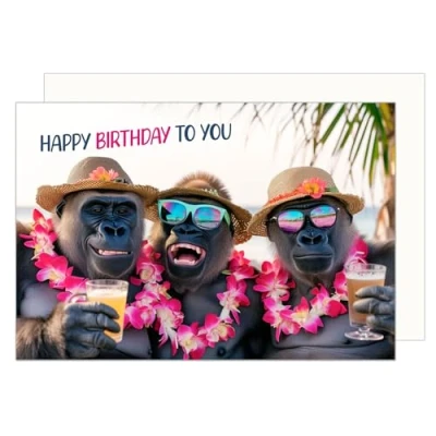 Afbeelding van Edition Seidel Premium verjaardagskaart met envelop. Wenskaart Dierenkaart Billet Verjaardag Gelukkige Man Vrouw Cool Apen Feest Vakantie Humor Grappig (G3527 SW024)