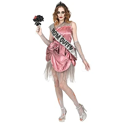 Afbeelding van Widmann Zombie Kostuum Prom Queen Van Het Zombiebal Vrouw Roze Medium Halloween Verkleedkleding