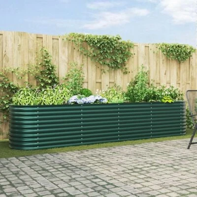 Afbeelding van vidaXL Tuin Verhoogd Bed Groen 400x80x81 cm Gegalvaniseerd Staal