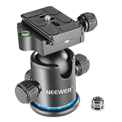 Afbeelding van Neewer Pro metalen statief kogelkop 360 graden draaibare panoramisch met 1/4 &quot;snelle schoenplaat, bellenniveau voor statief, Monopod, Slider, DSLR Camera Camcorder tot 17,6 pond/8 kilogram (zwart+blauw)