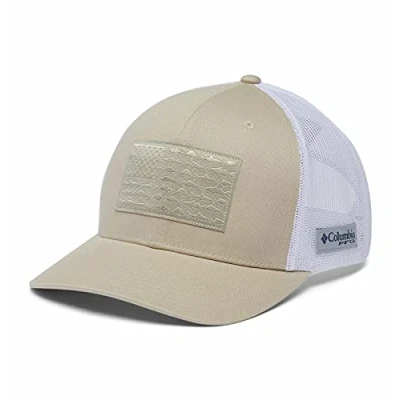 Afbeelding van Columbia PFG Mesh Snap Back Ball Cap, Fossiele/Wit/Visvlag, One Size, Fossiel/Wit/Vlag Van Vis, size
