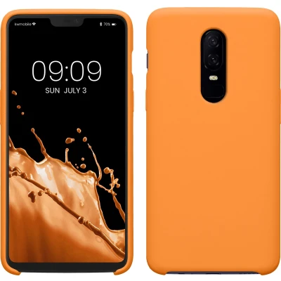 Afbeelding van kwmobile telefoonhoesje geschikt voor OnePlus 6 Hoesje met siliconen coating Smartphone case in fruitig oranje