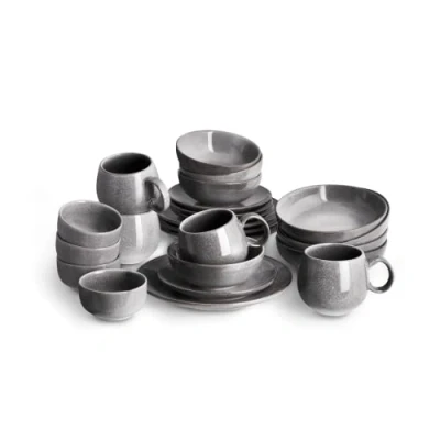 Afbeelding van Springlane Serviesset Misty Cliff 4 Persoons Grijs Aardewerk Set 24 delig