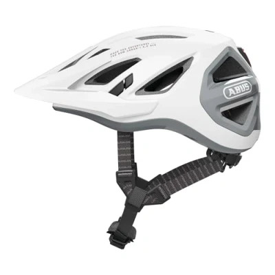 Afbeelding van ABUS Urban I 3.0 ACE cityhelm sportieve fietshelm met LED achterlicht, verlengd scherm en magneetsluiting voor mannen vrouwen wit, maat L