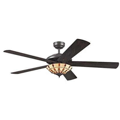 Afbeelding van Westinghouse Lighting Comet Tiffany 7248540 Plafondventilator Met Verlichting, Espresso