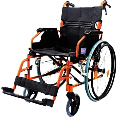 Afbeelding van Aidapt Deluxe Lichtgewicht Aluminium Rolstoel met Zelfaandrijving Oranje