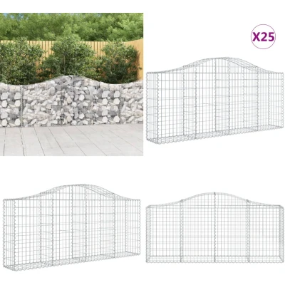 Afbeelding van vidaXL Schanskorven 25 st gewelfd 200x30x80/100 cm ijzer