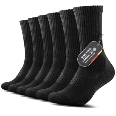 Afbeelding van FALARY Sportsokken Dames 39 42 zwart Wandelsokken Heren 43 46 Warme Katoenen Wintersokken Tennissokken Functionele Sokken Badstof Compressie Hardlopen 6 Paar