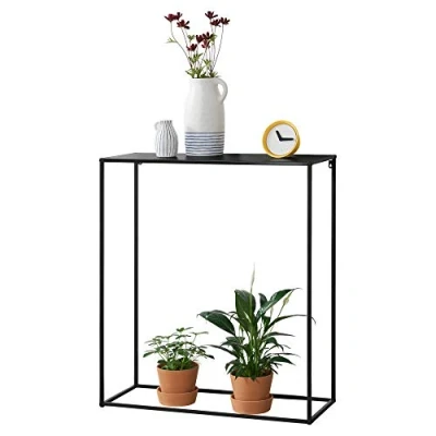 Afbeelding van Console tafel sidetable metaal 92x80x32 cm zwart mat